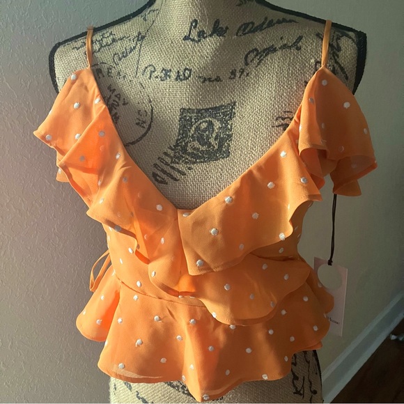 ☀️PRIVACY PLEASE 🌞 tangerine wrap top - Picture 2 of 12